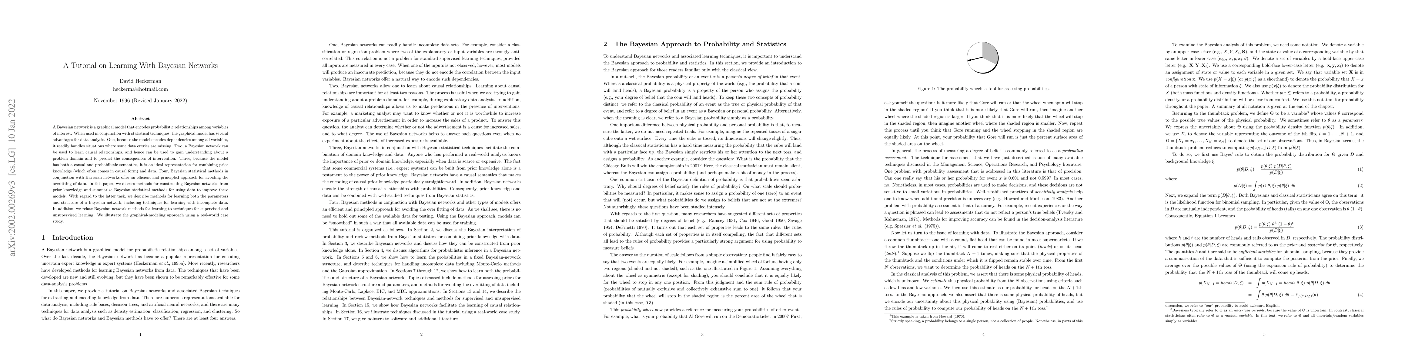 Thumbnail for A Tutorial on Learning With Bayesian Networks