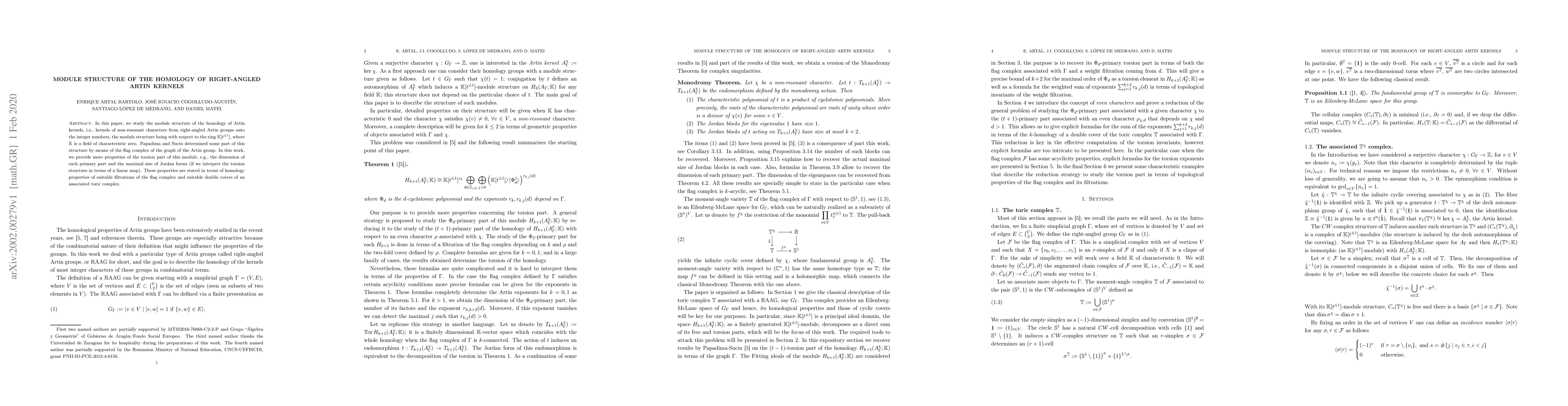 Thumbnail for Module structure of the homology of right-angled Artin kernels