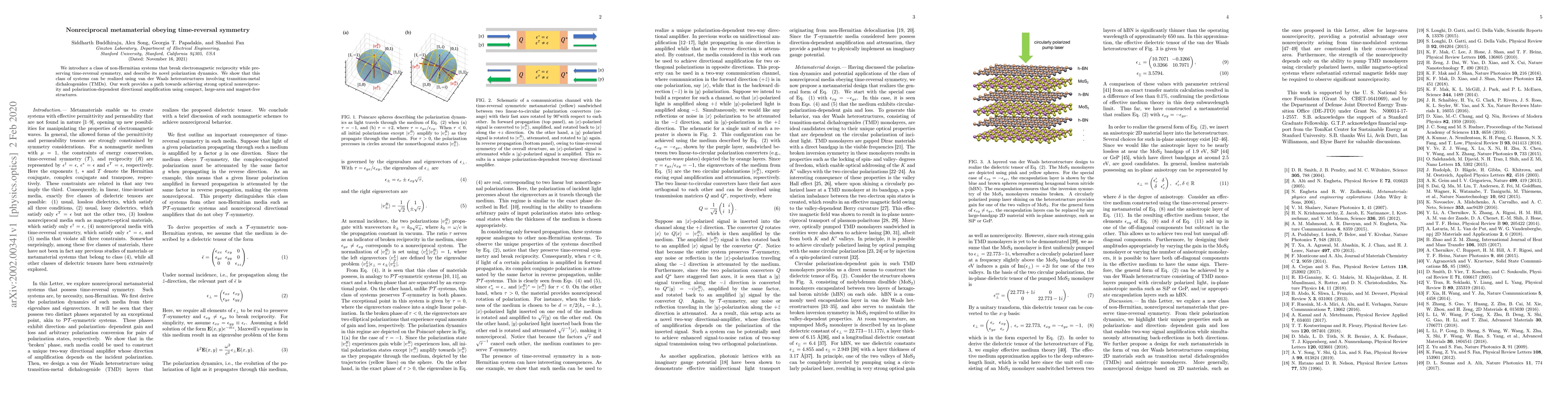 Thumbnail for Nonreciprocal metamaterial obeying time-reversal symmetry