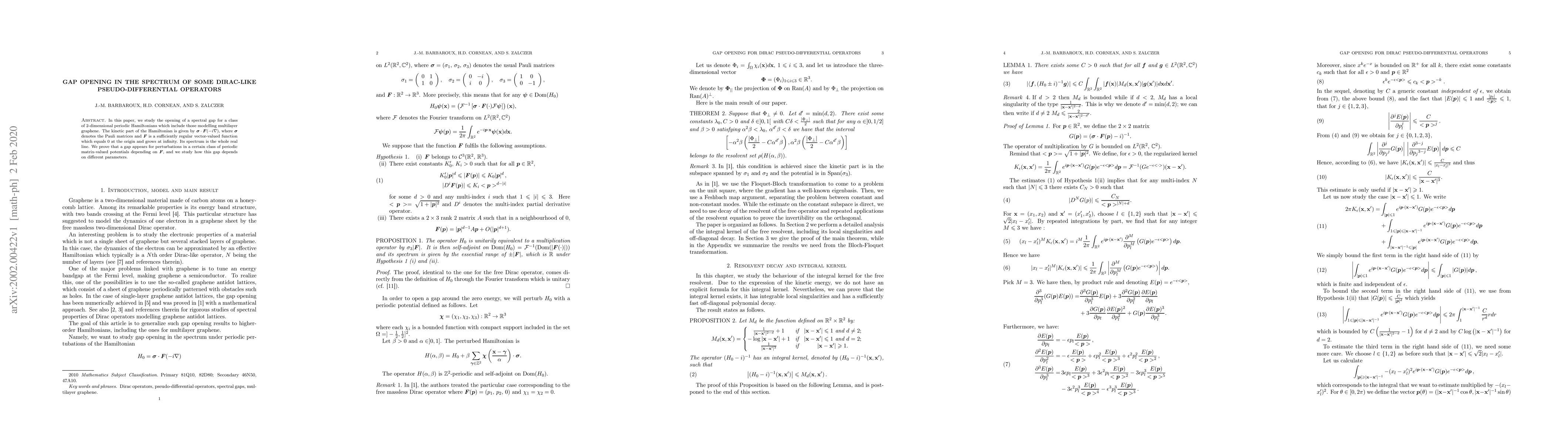 Thumbnail for Gap opening in the spectrum of some Dirac-like pseudo-differential
  operators