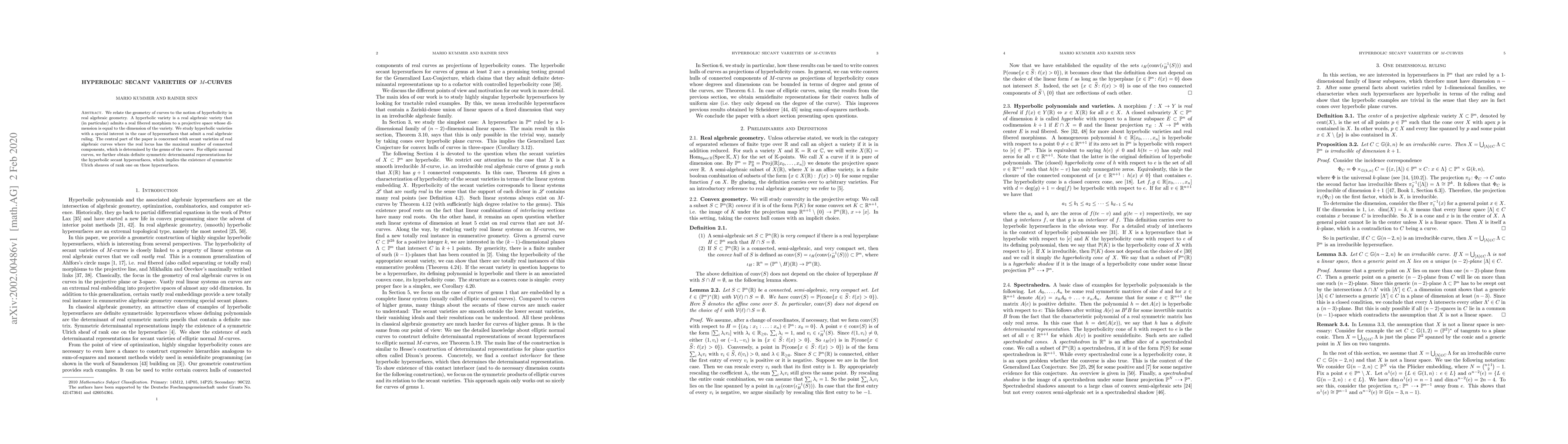 Thumbnail for Hyperbolic Secant Varieties of M-Curves