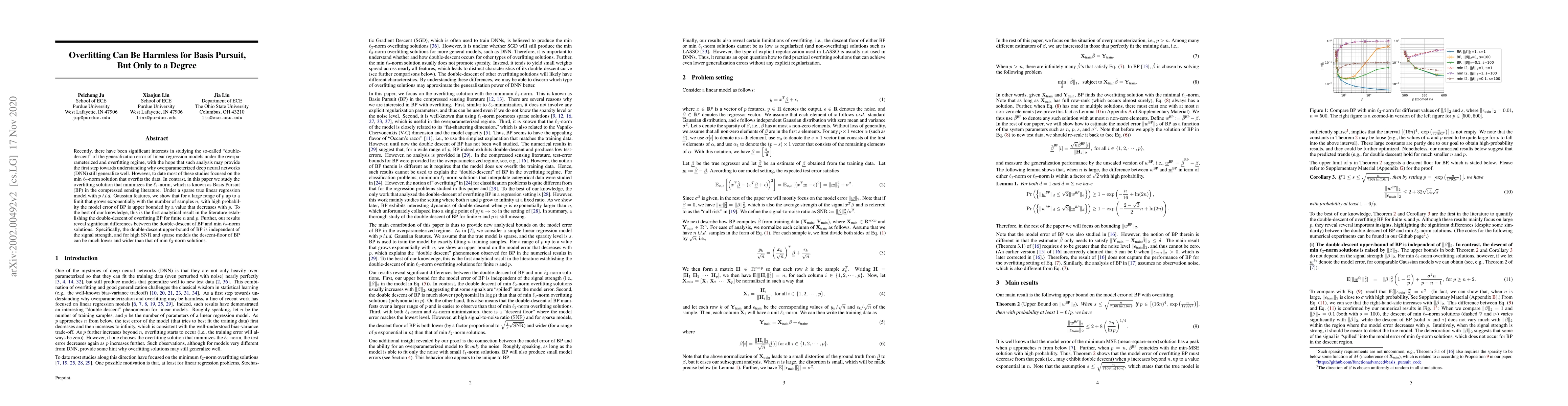 Thumbnail for Overfitting Can Be Harmless for Basis Pursuit, But Only to a Degree