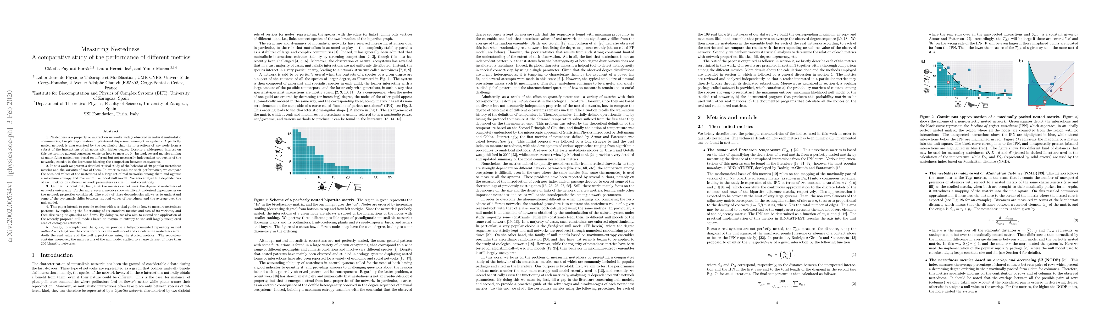 Thumbnail for Measuring Nestedness: A comparative study of the performance of
  different metrics