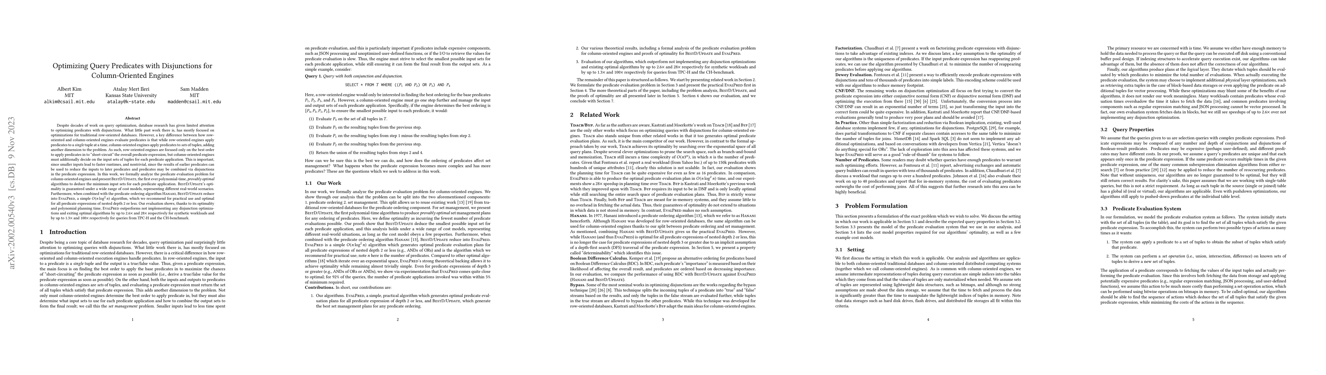 Thumbnail for Optimizing Query Predicates with Disjunctions for Column-Oriented
  Engines