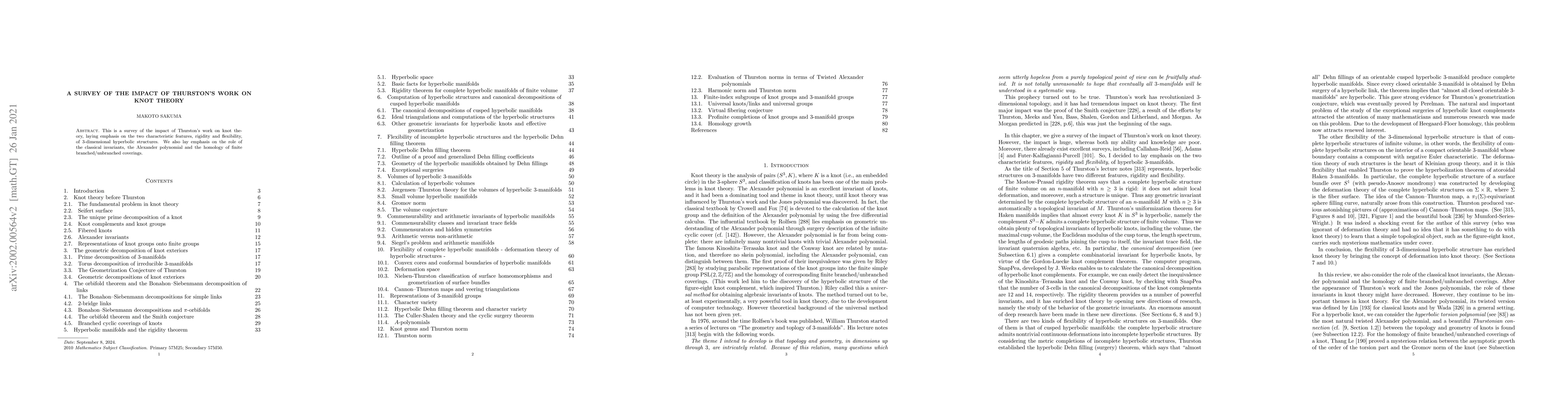 Thumbnail for A survey of the impact of Thurston's work on Knot Theory