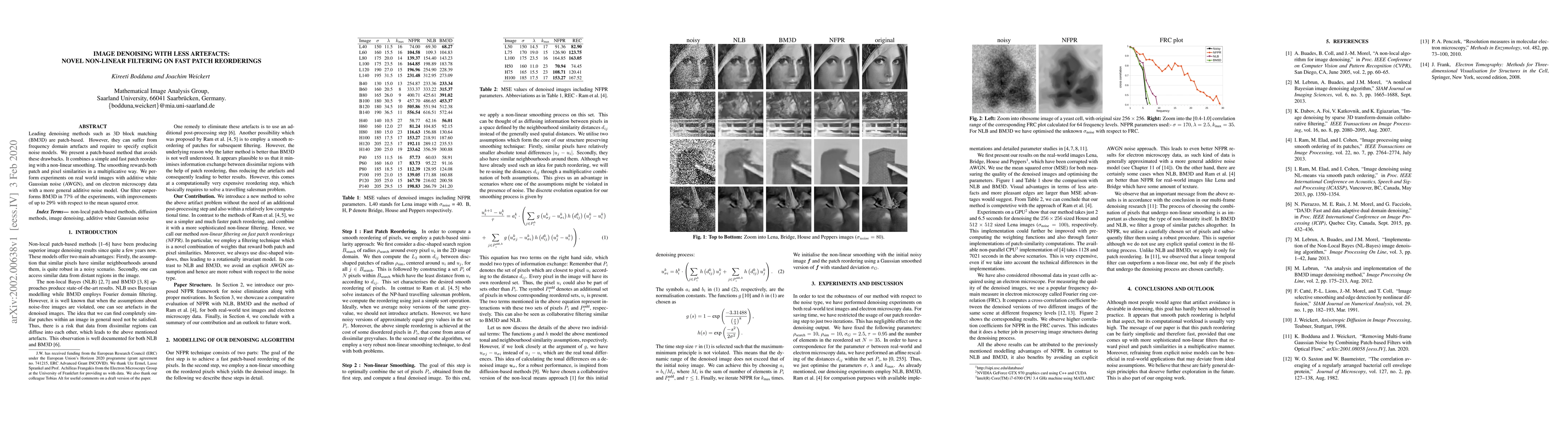 Thumbnail for Image denoising with less artefacts: Novel non-linear filtering on fast
  patch reorderings