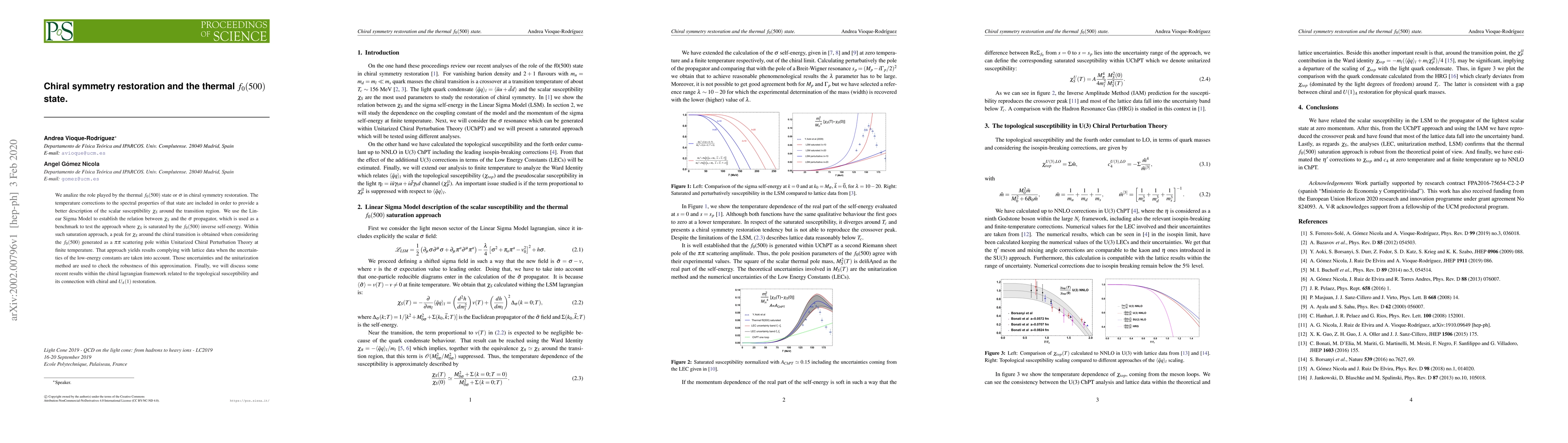 Thumbnail for Chiral symmetry restoration and the thermal $f_0(500)$ state