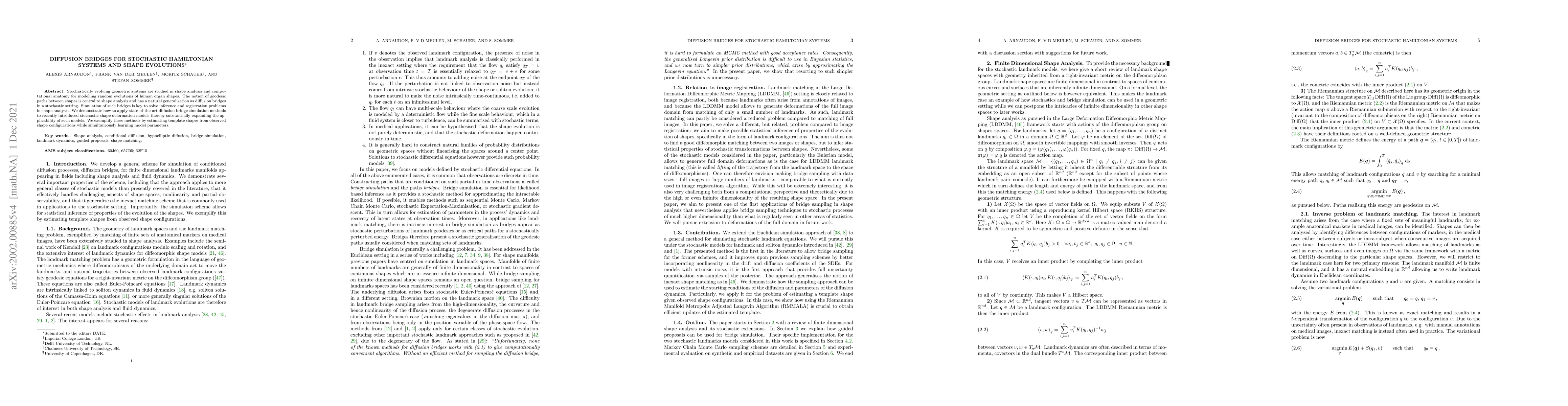 Thumbnail for Diffusion bridges for stochastic Hamiltonian systems and shape
  evolutions