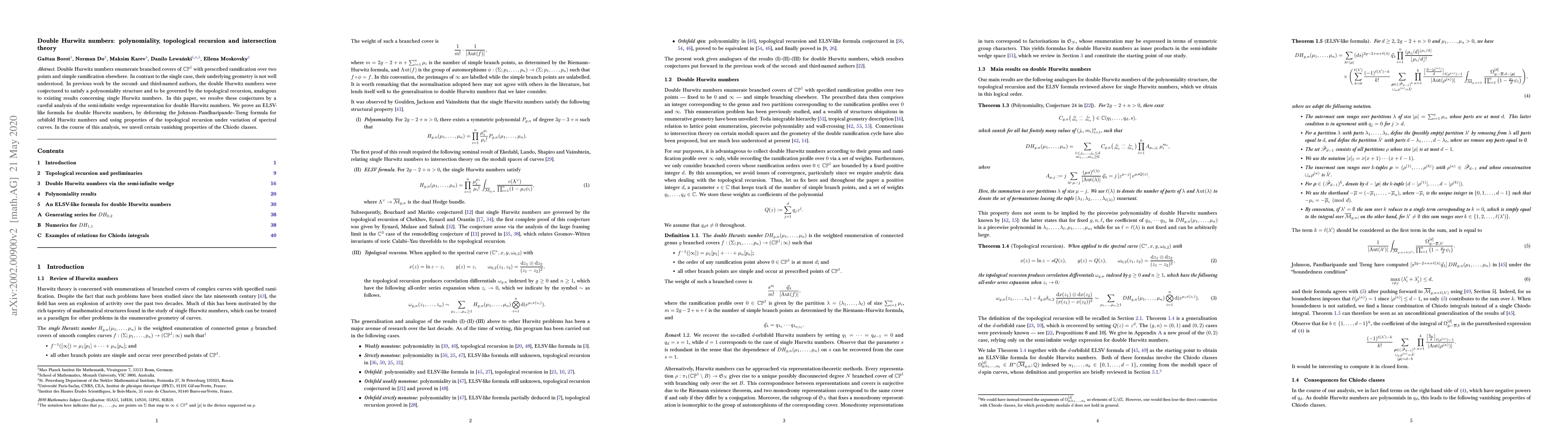 Thumbnail for Double Hurwitz numbers: polynomiality, topological recursion and
  intersection theory