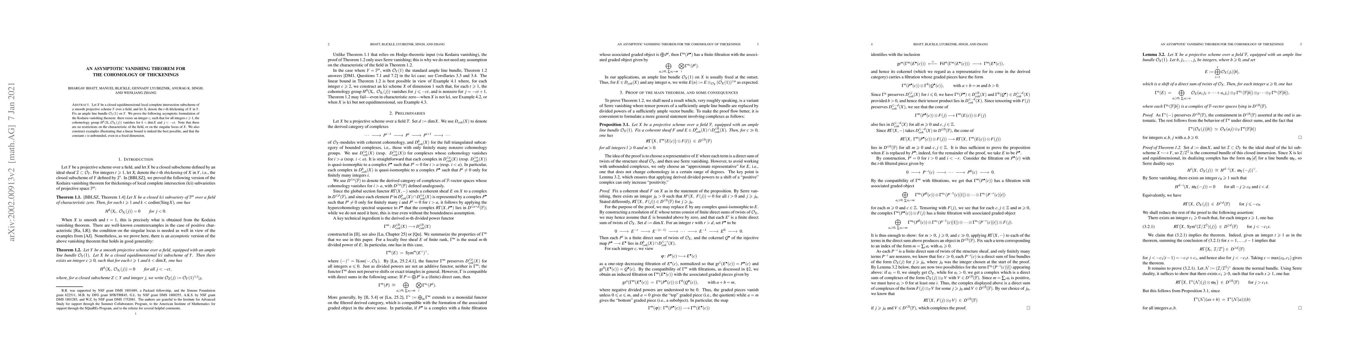 Thumbnail for An asymptotic vanishing theorem for the cohomology of thickenings