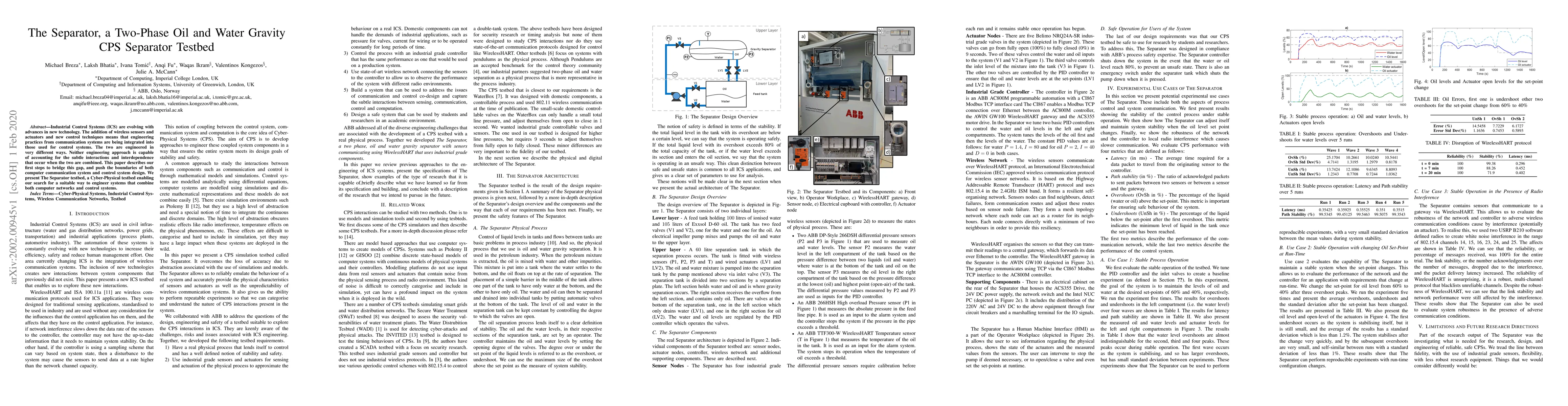Thumbnail for The Separator, a Two-Phase Oil and Water Gravity CPS Separator Testbed