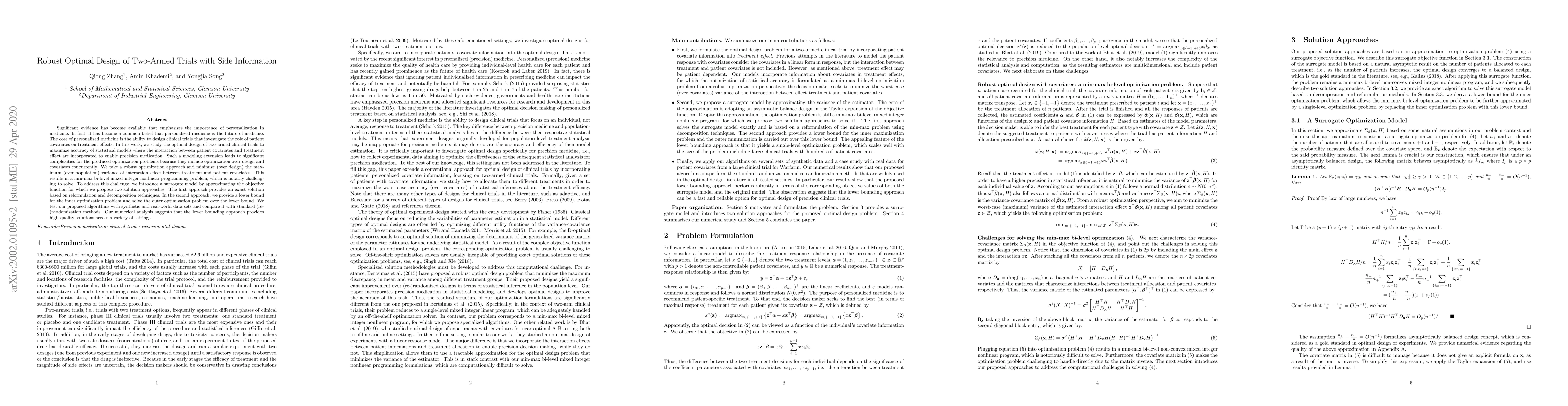 Thumbnail for Robust Optimal Design of Two-Armed Trials with Side Information