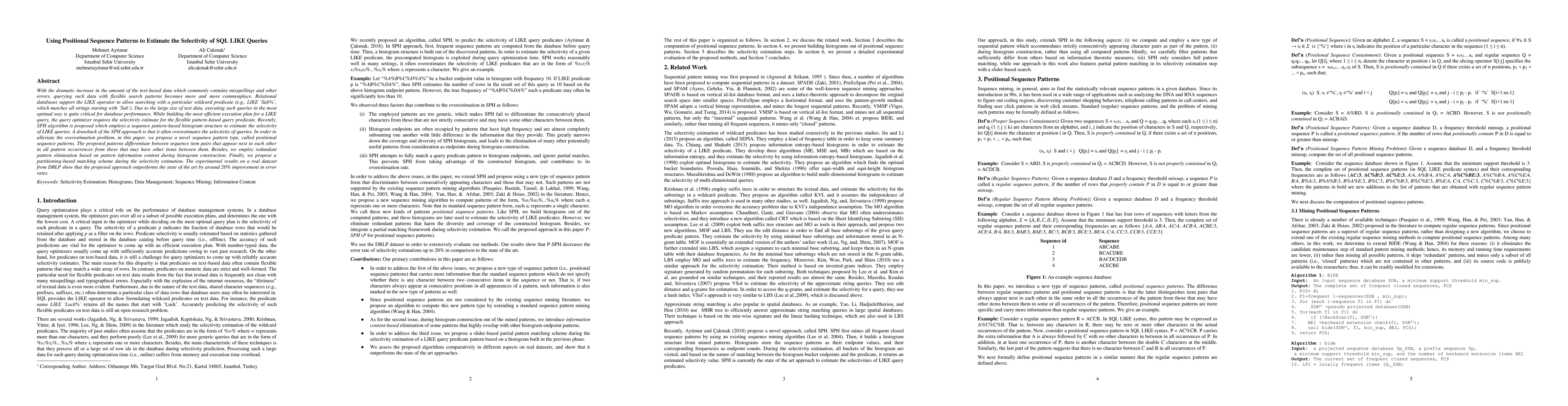 Thumbnail for Using Positional Sequence Patterns to Estimate the Selectivity of SQL
  LIKE Queries