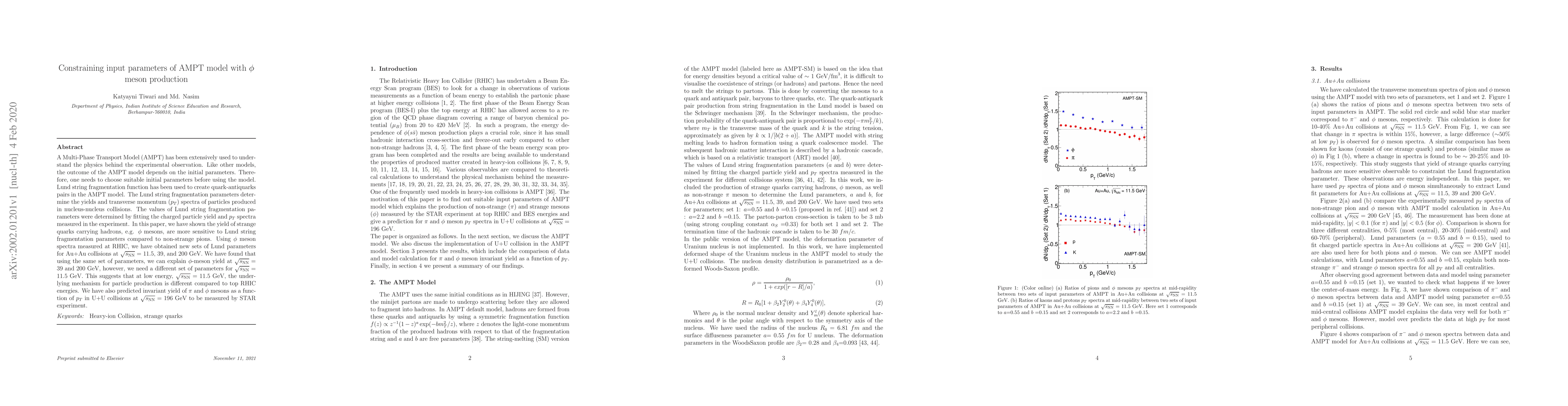 Thumbnail for Constraining input parameters of AMPT model with $\phi$ meson production