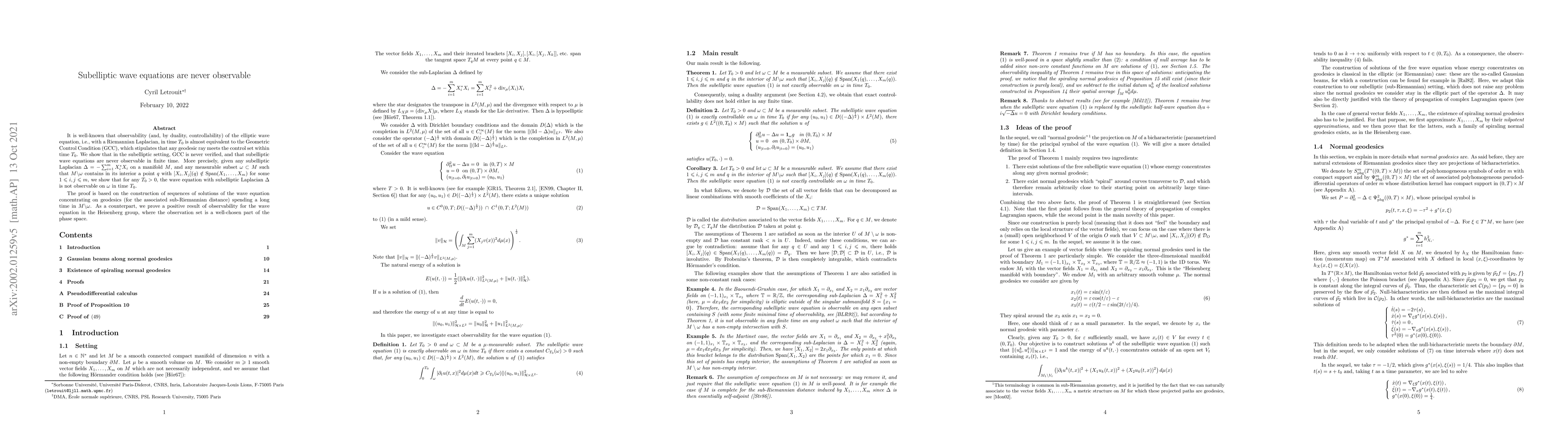 Thumbnail for Subelliptic wave equations are never observable