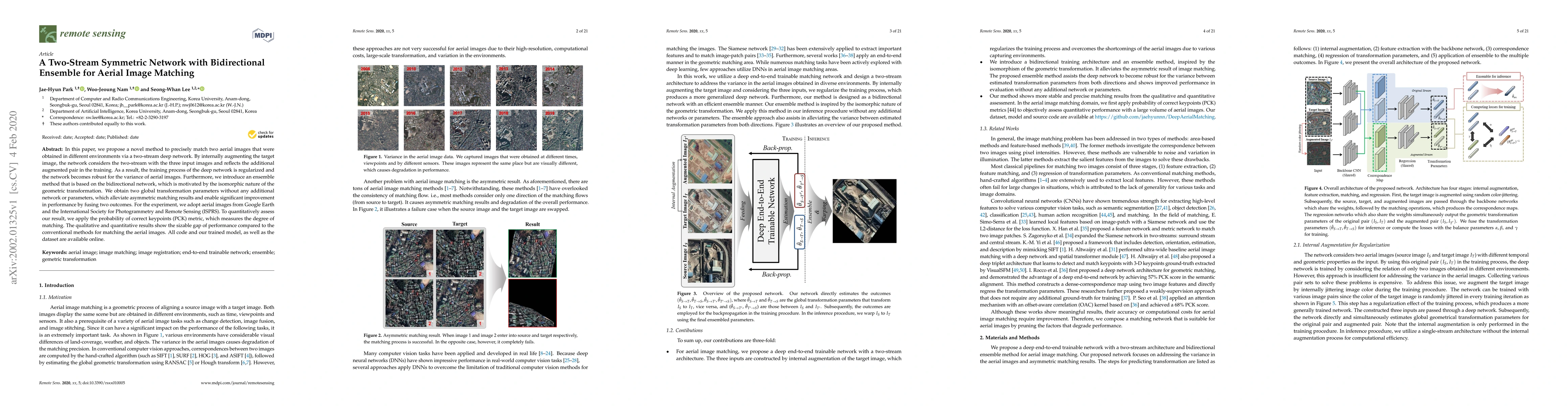 Thumbnail for A Two-Stream Symmetric Network with Bidirectional Ensemble for Aerial
  Image Matching