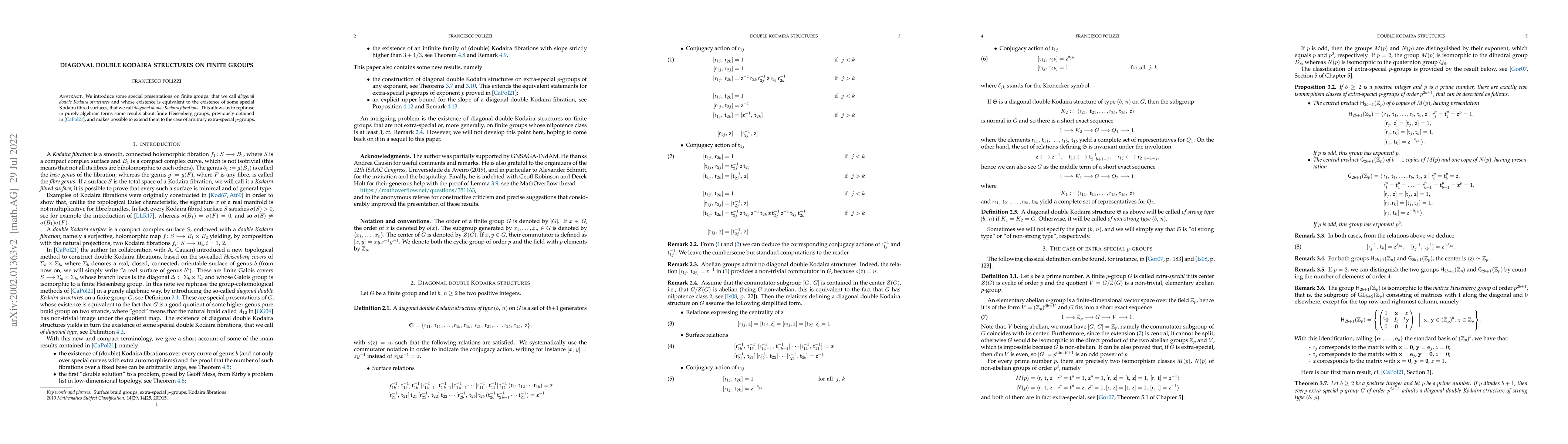 Thumbnail for Diagonal double Kodaira structures on finite groups