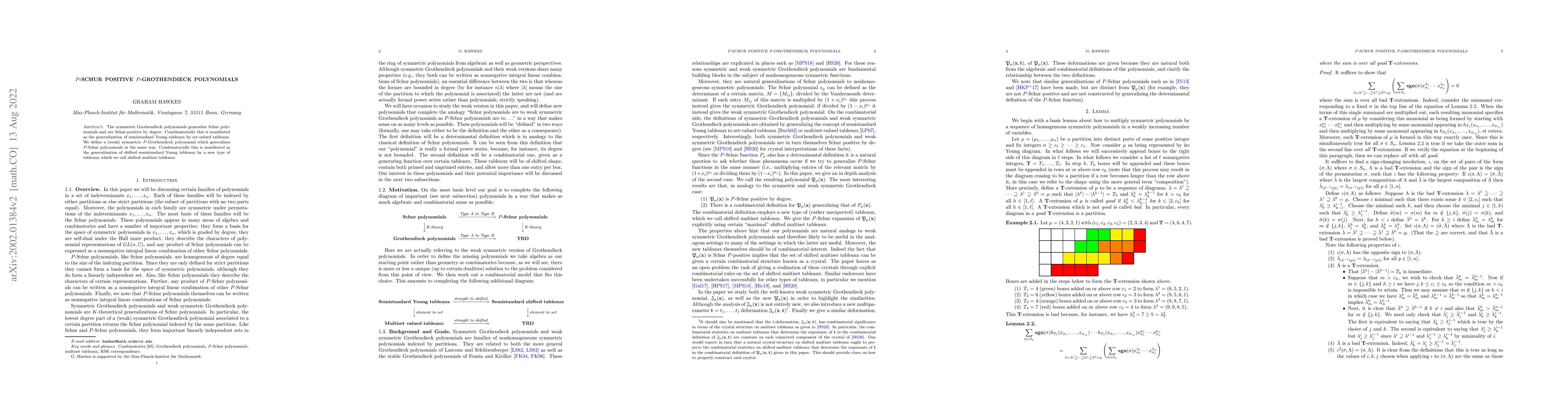 Thumbnail for $P$-Schur positive $P$-Grothendieck Polynomials
