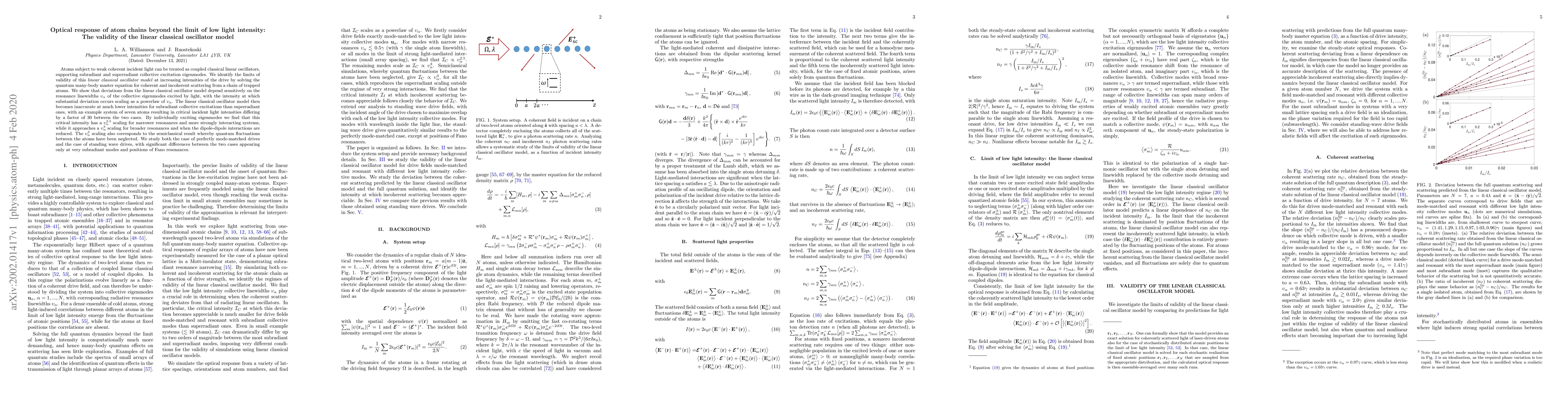 Thumbnail for Optical response of atom chains beyond the limit of low light intensity:
  The validity of the linear classical oscillator model