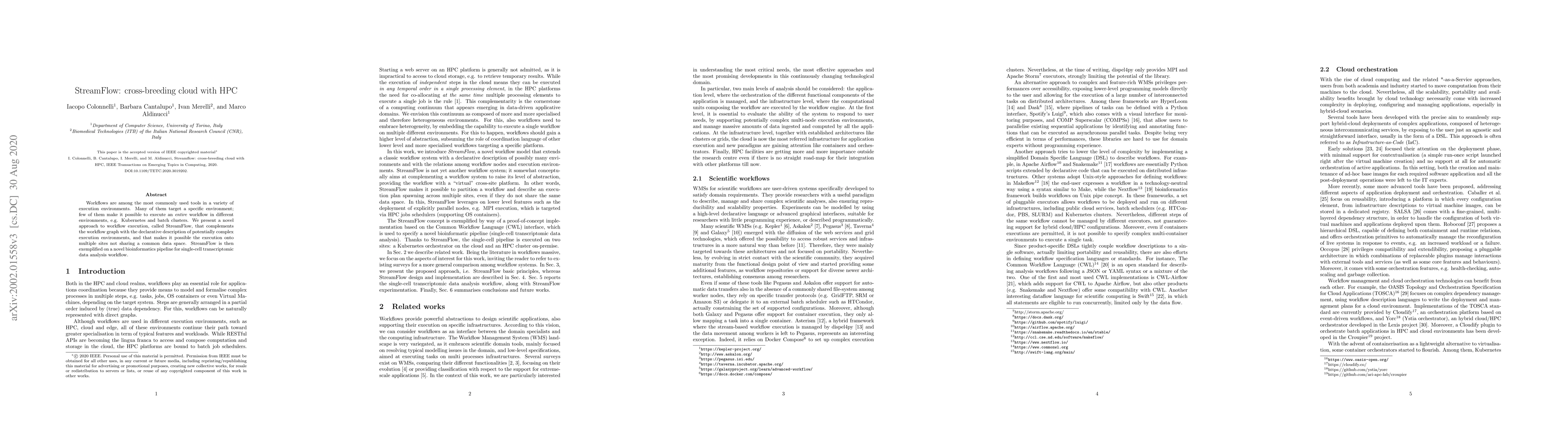 Thumbnail for StreamFlow: cross-breeding cloud with HPC