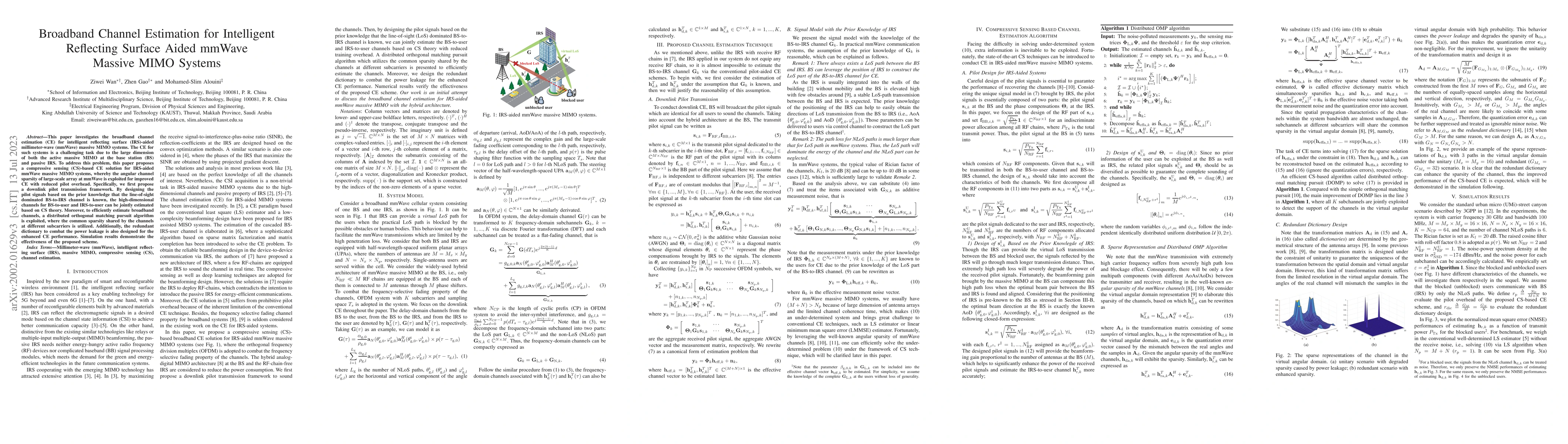 Thumbnail for Broadband Channel Estimation for Intelligent Reflecting Surface Aided
  mmWave Massive MIMO Systems