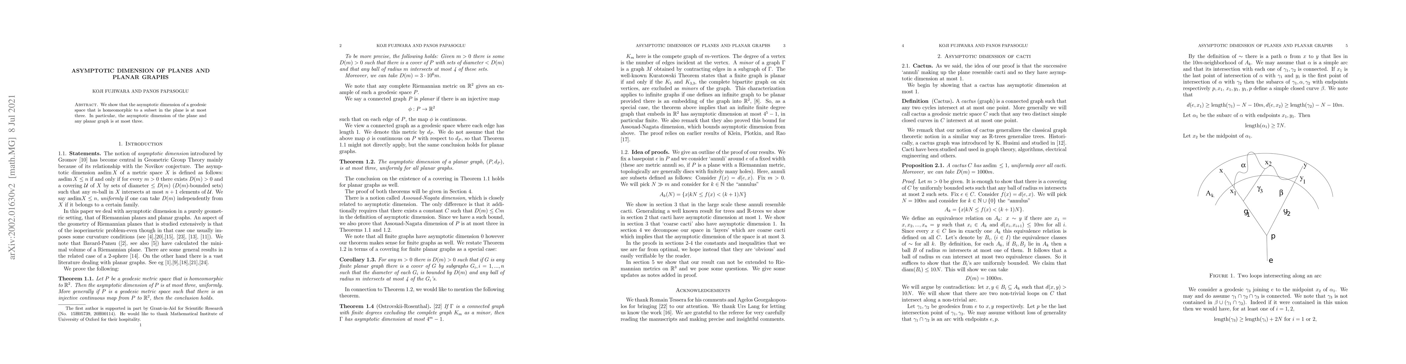 Thumbnail for Asymptotic dimension of planes and planar graphs