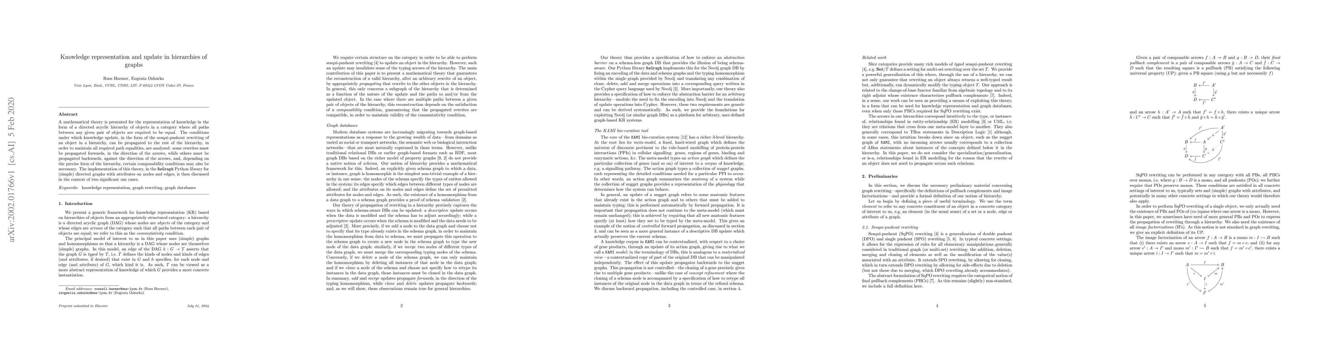 Thumbnail for Knowledge representation and update in hierarchies of graphs