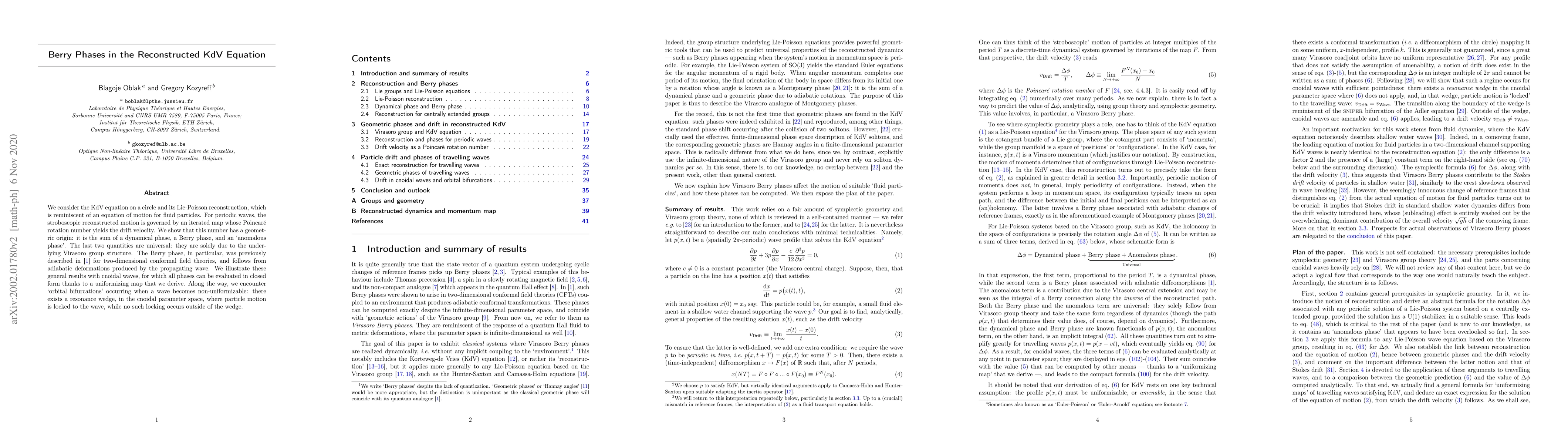 Thumbnail for Berry Phases in the Reconstructed KdV Equation