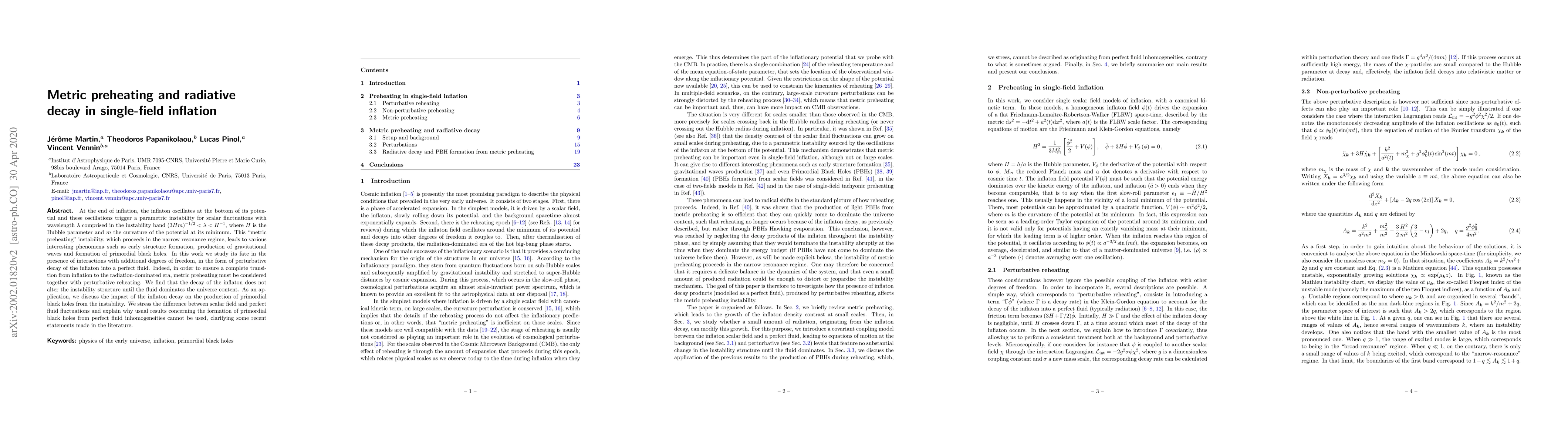 Thumbnail for Metric preheating and radiative decay in single-field inflation
