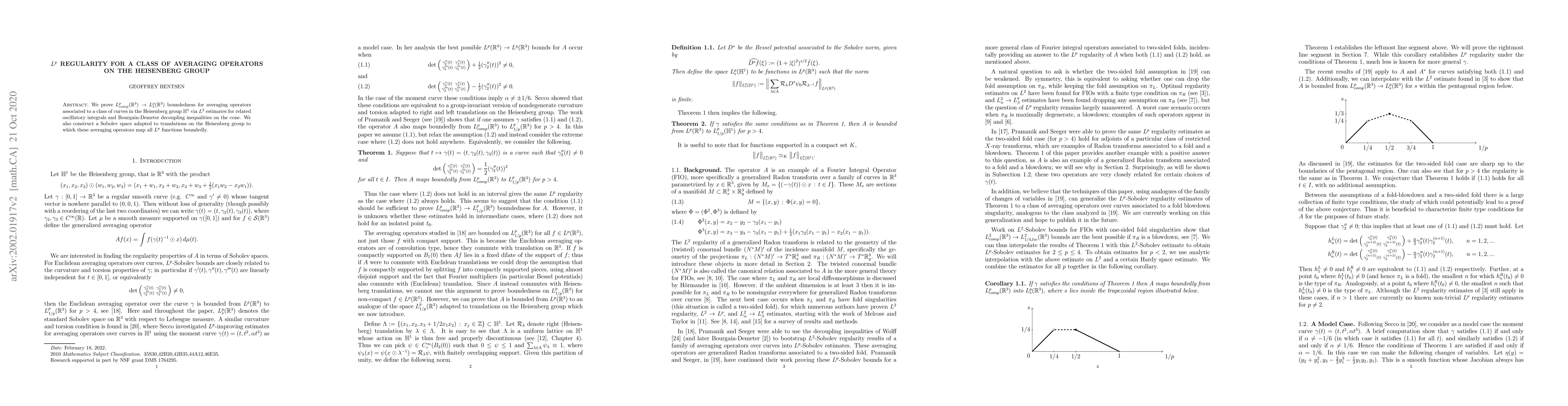 Thumbnail for $L^p$ regularity for a class of averaging operators on the Heisenberg
  group