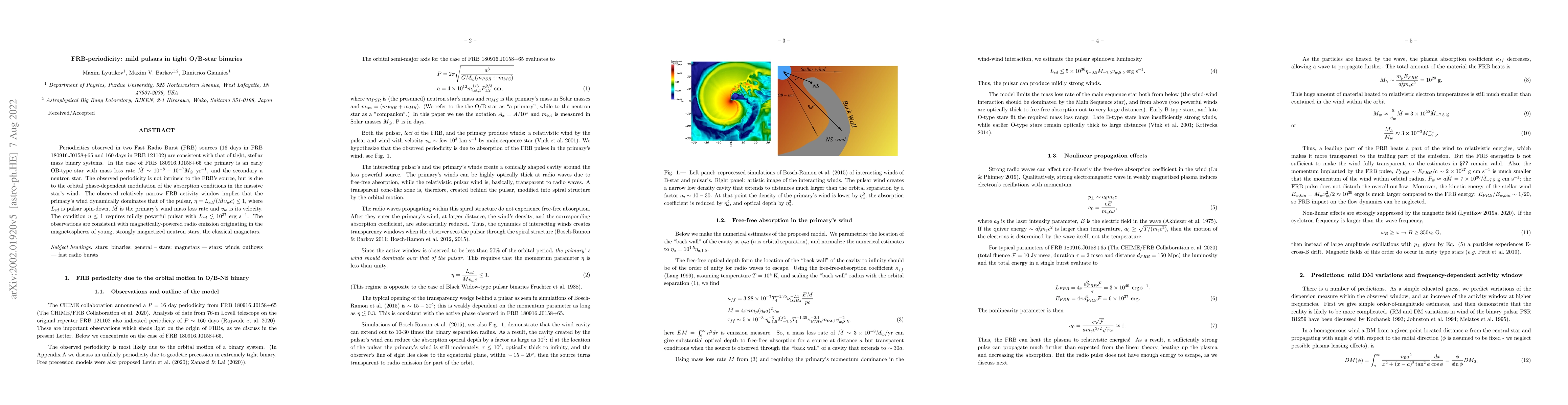 Thumbnail for FRB-periodicity: mild pulsars in tight O/B-star binaries