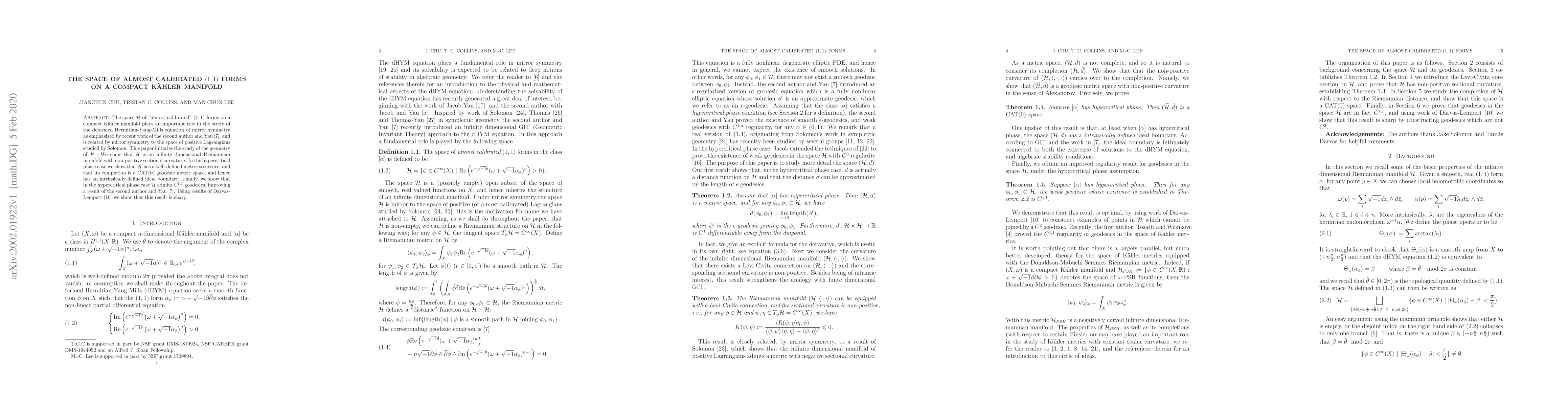 Thumbnail for The space of almost calibrated $(1,1)$ forms on a compact K\"ahler
  manifold