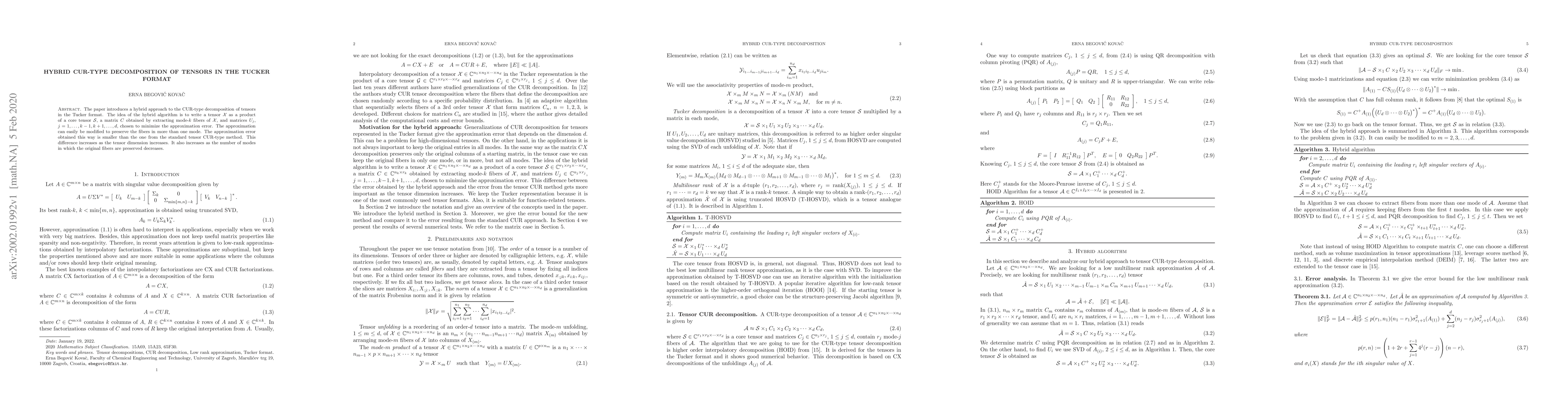 Thumbnail for Hybrid CUR-type decomposition of tensors in the Tucker format