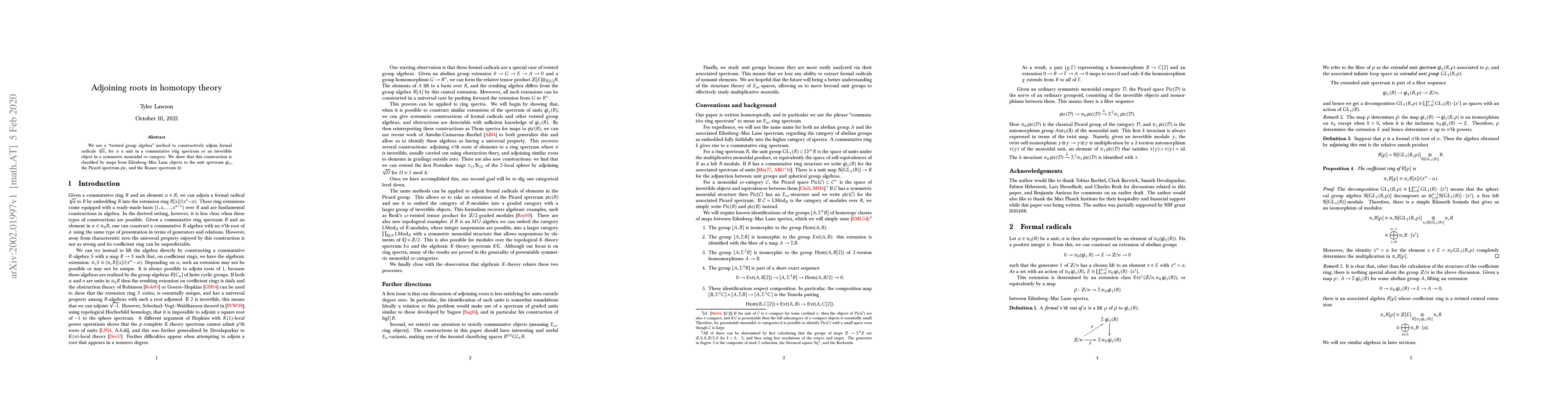 Thumbnail for Adjoining roots in homotopy theory