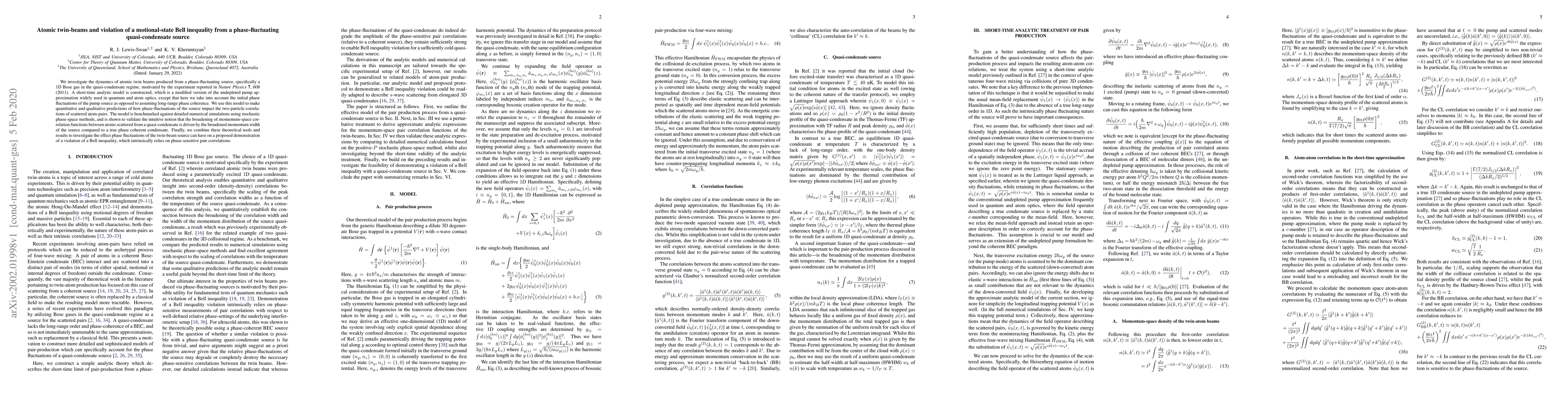 Thumbnail for Atomic twin-beams and violation of a motional-state Bell inequality from
  a phase-fluctuating quasi-condensate source
