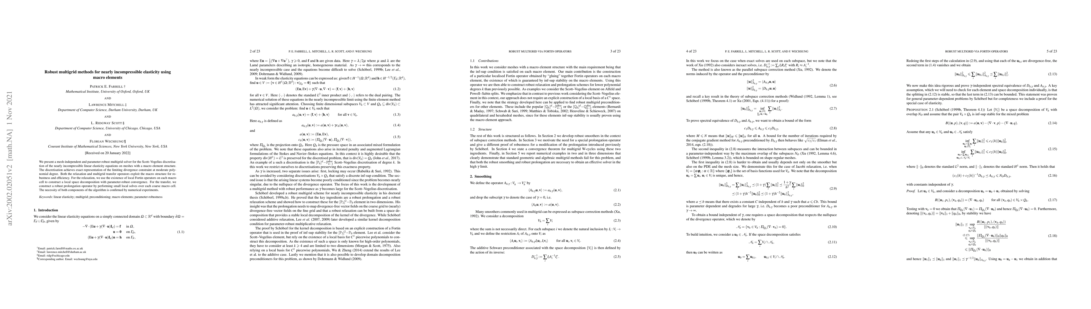 Thumbnail for Robust multigrid methods for nearly incompressible elasticity using
  macro elements