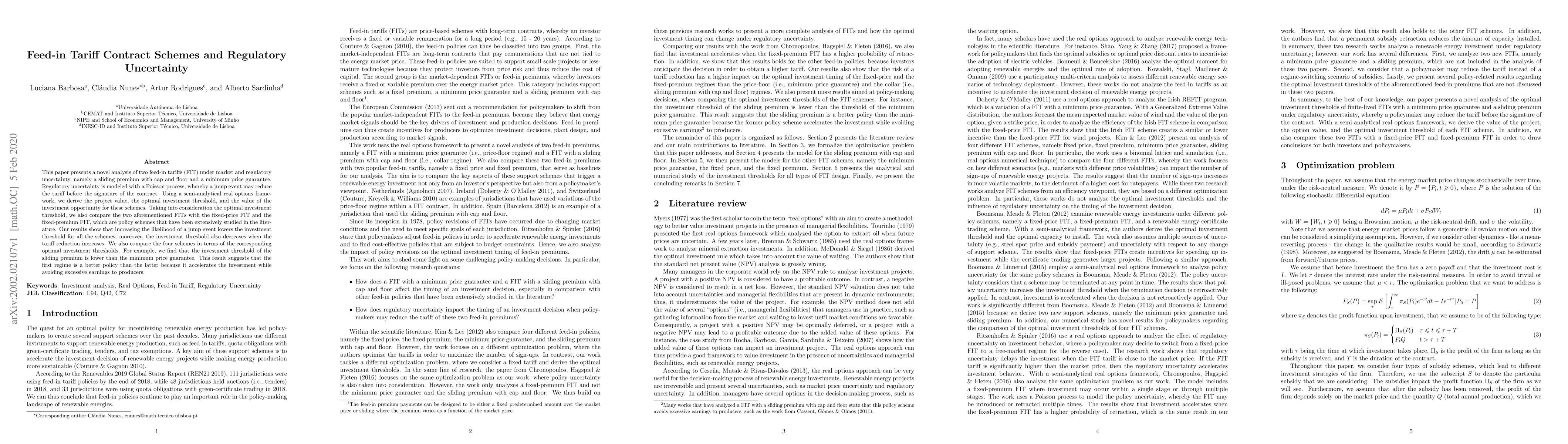 Thumbnail for Feed-in Tariff Contract Schemes and Regulatory Uncertainty