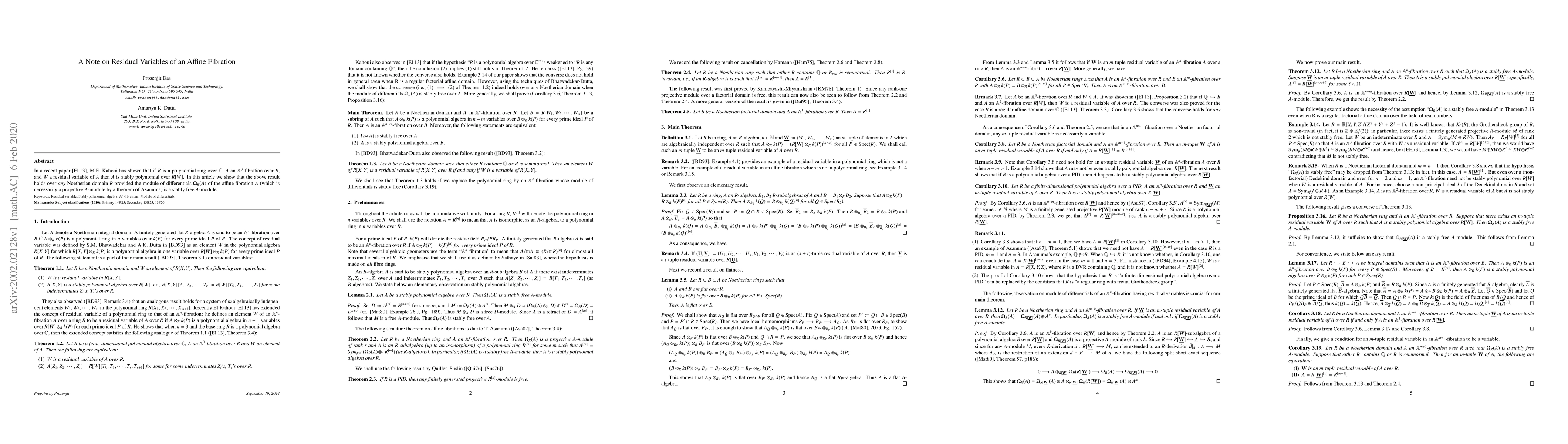 Thumbnail for A Note on Residual Variables of an Affine Fibration