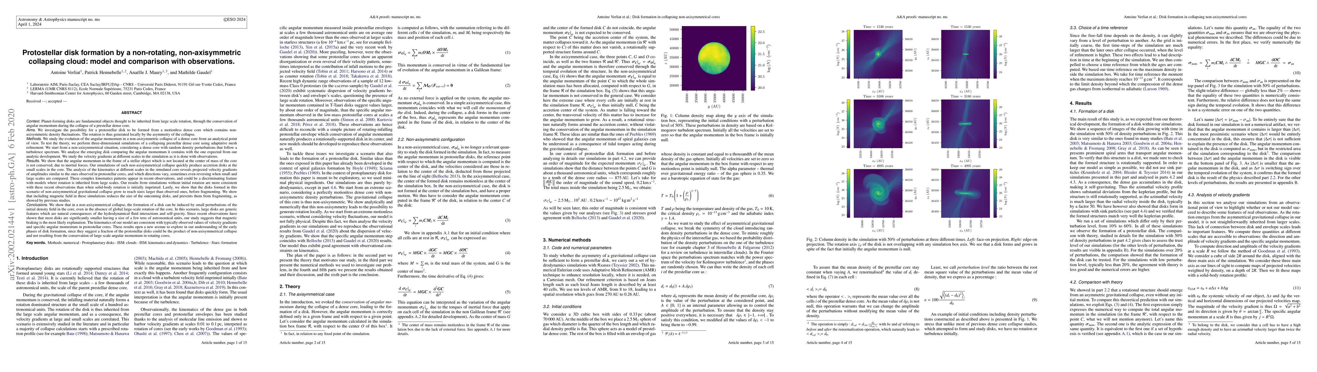 Thumbnail for Protostellar disk formation by a non-rotating, non-axisymmetric
  collapsing cloud: model and comparison with observations