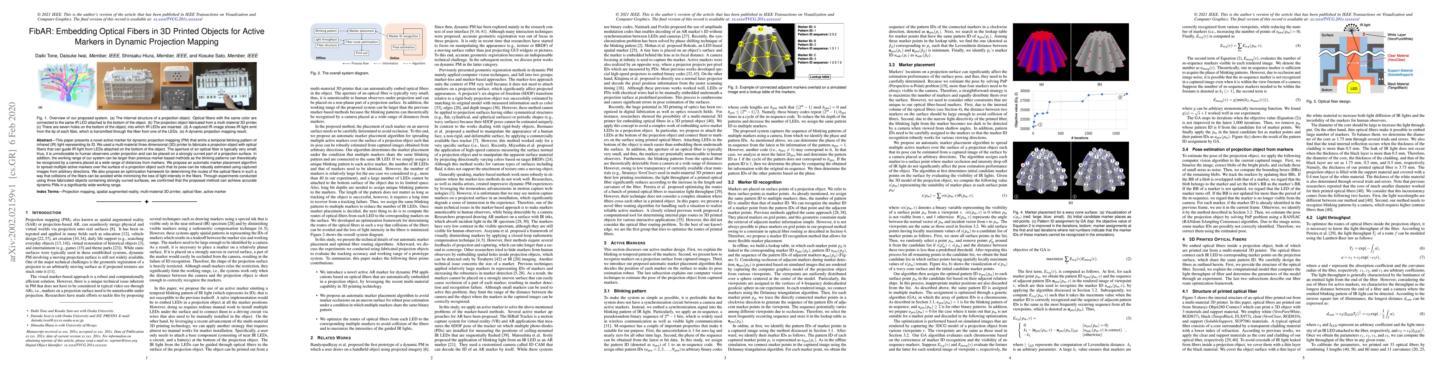 Thumbnail for FibAR: Embedding Optical Fibers in 3D Printed Objects for Active Markers
  in Dynamic Projection Mapping
