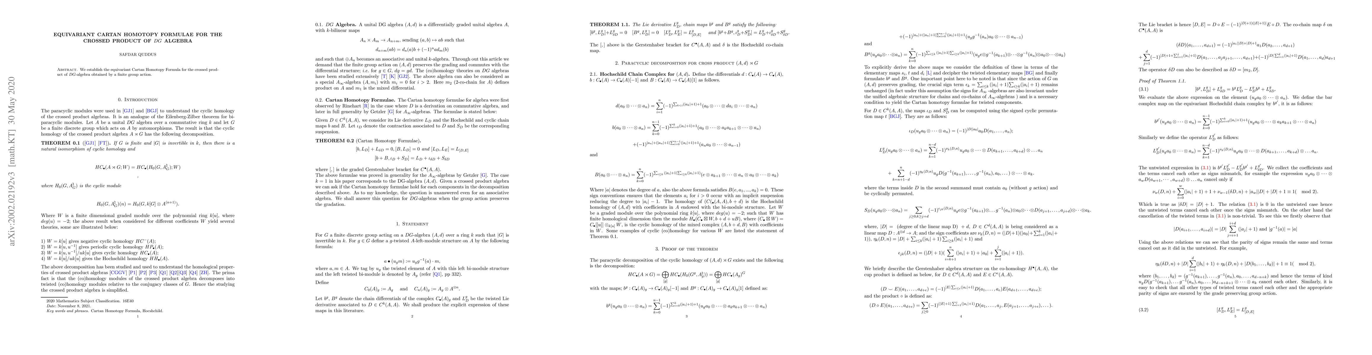 Thumbnail for Equivariant Cartan Homotopy Formulae for $DG$-Algebra