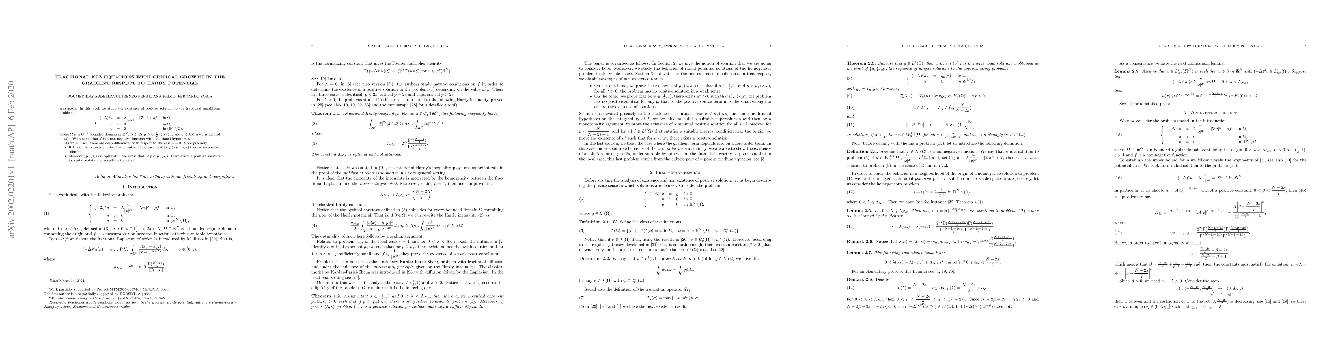Thumbnail for Fractional KPZ equations with critical growth in the gradient respect to
  Hardy potential