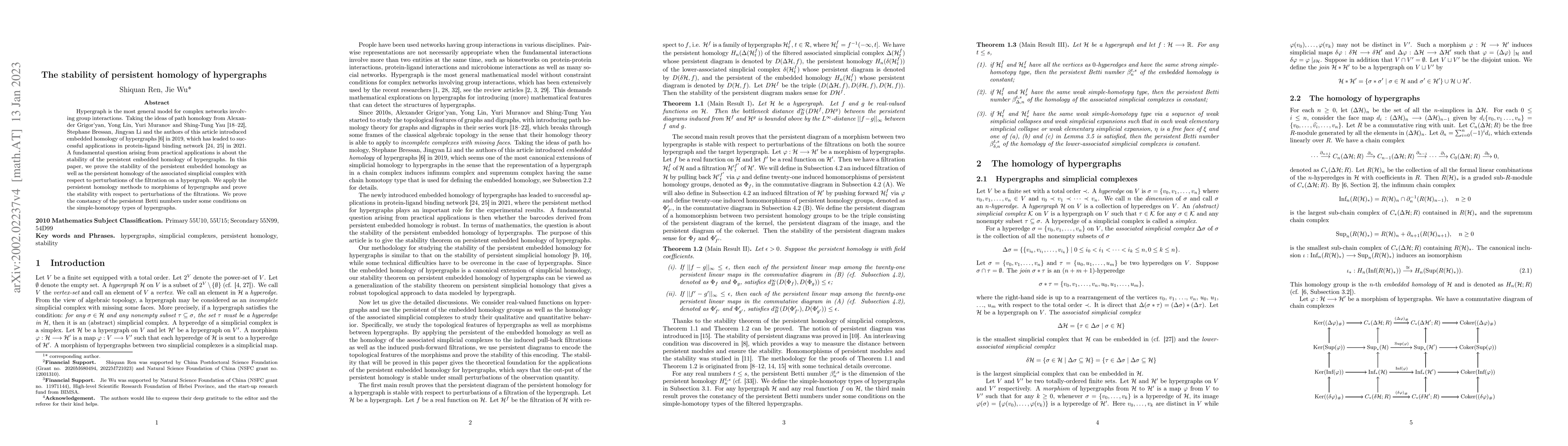 Thumbnail for The stability of persistent homology of hypergraphs