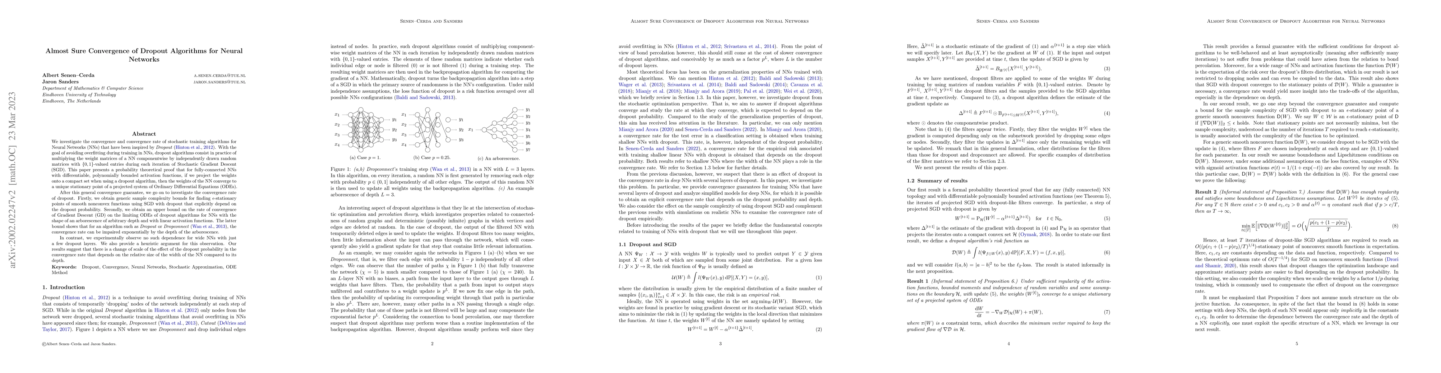 Thumbnail for Almost Sure Convergence of Dropout Algorithms for Neural Networks