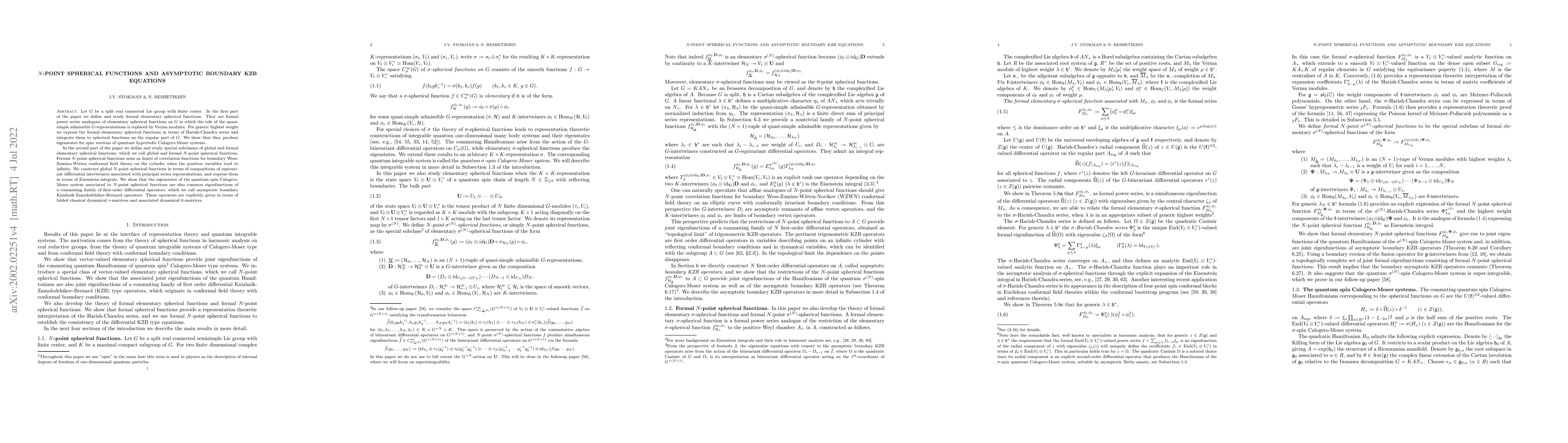 Thumbnail for N-point spherical functions and asymptotic boundary KZB equations