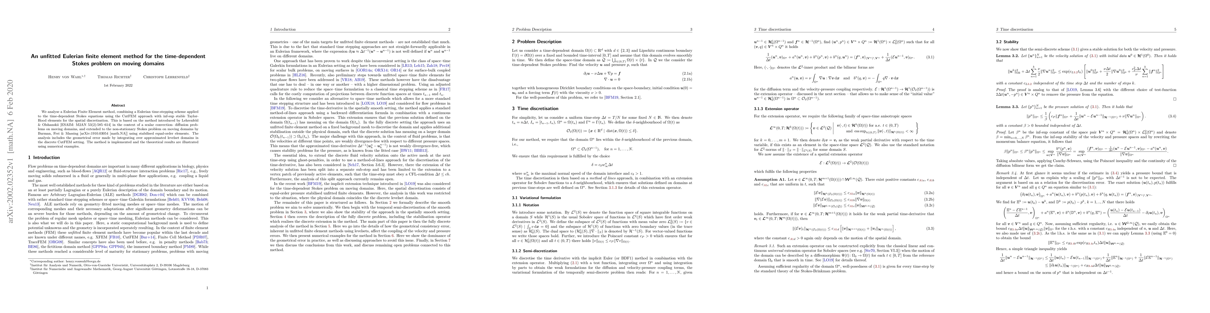 Thumbnail for An unfitted Eulerian finite element method for the time-dependent Stokes
  problem on moving domains
