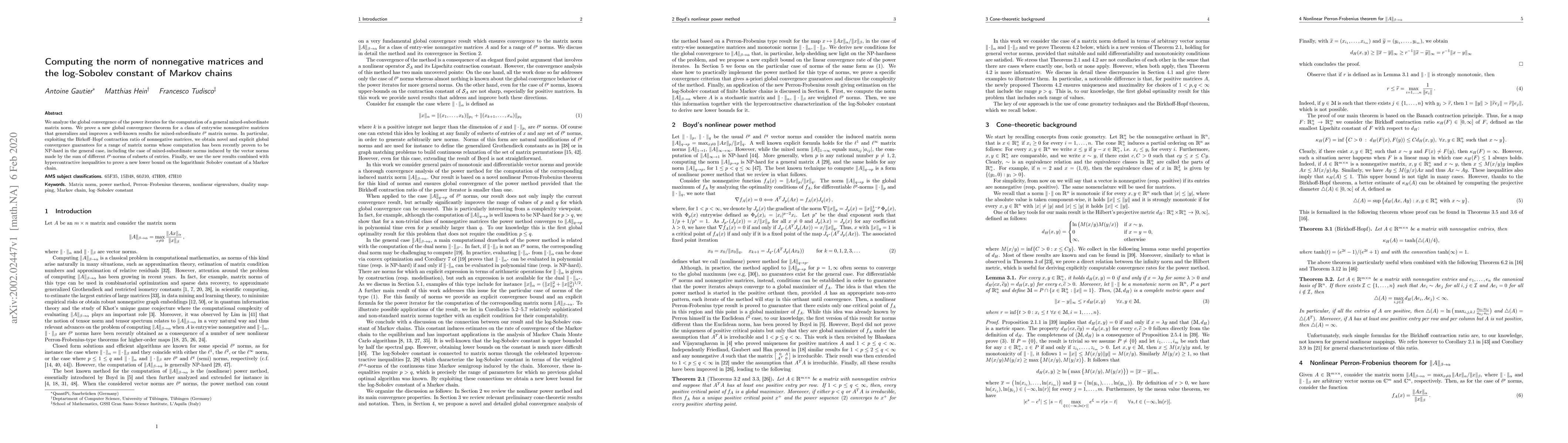 Thumbnail for Computing the norm of nonnegative matrices and the log-Sobolev constant
  of Markov chains