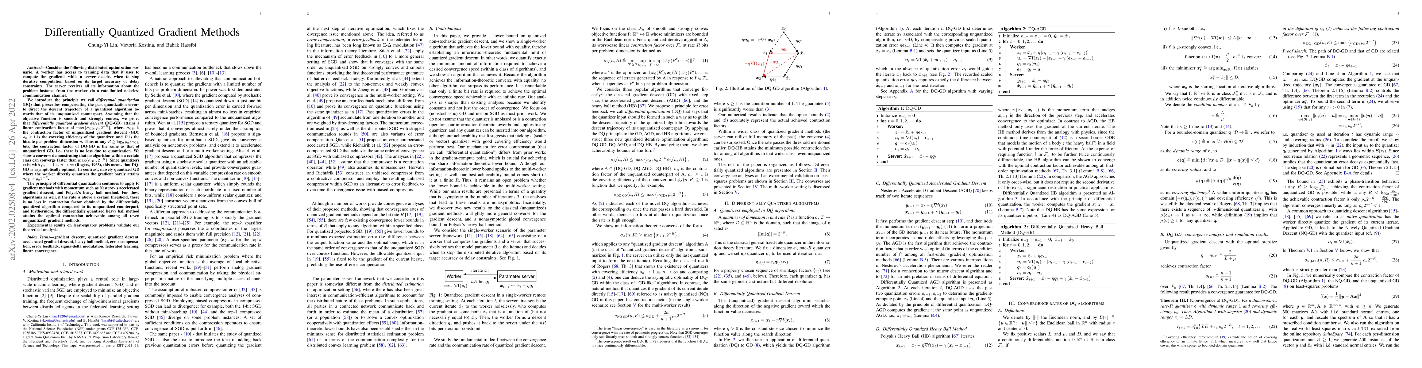 Thumbnail for Differentially Quantized Gradient Methods
