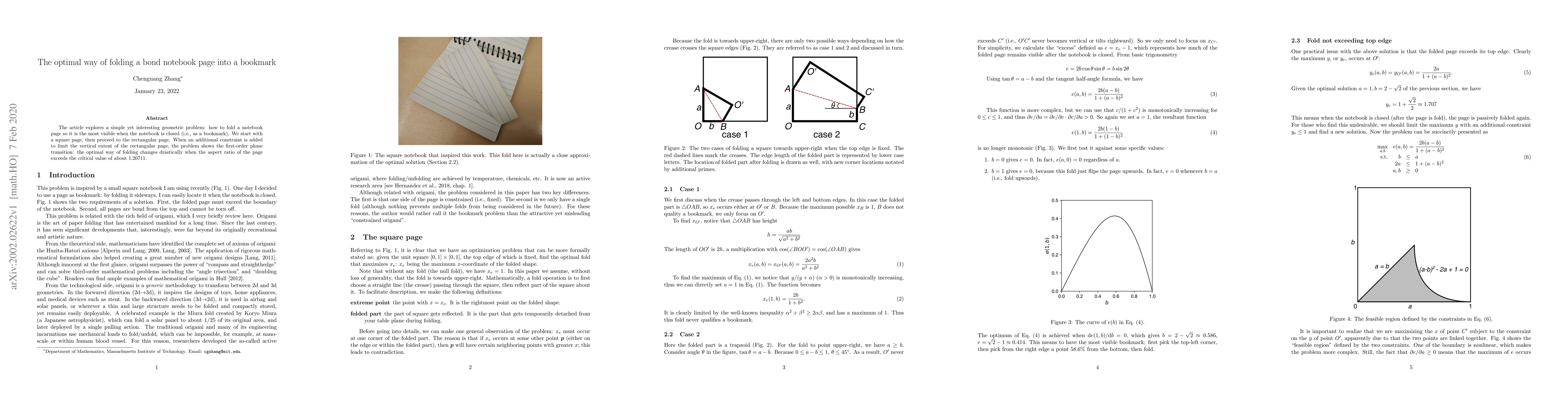Thumbnail for The optimal way of folding a bond notebook page into a bookmark