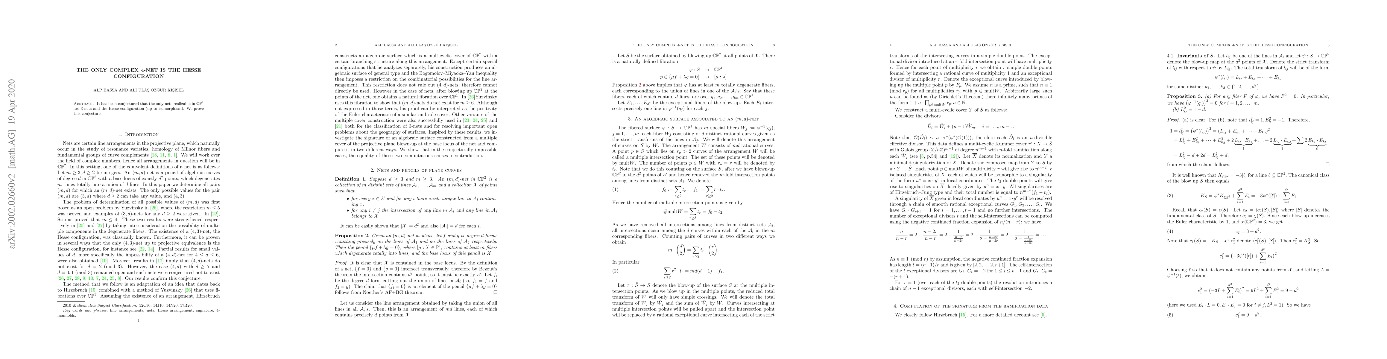 Thumbnail for The Only Complex 4-Net Is the Hesse Configuration